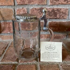 NEW Mullingar Pewter & Glass Claddagh Etched Stein Mug